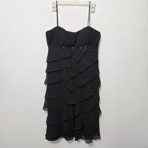 SL Fashions Womens Black Layered Dress Sz 6 Spaghetti Straps Whimsigoth Hoco Y2K